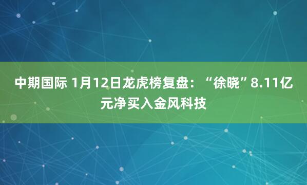 中期国际 1月12日龙虎榜复盘：“徐晓”8.11亿元净买入金风科技